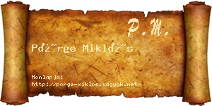 Pörge Miklós névjegykártya