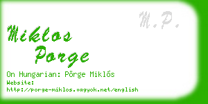 miklos porge business card