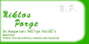 miklos porge business card